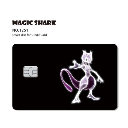 Maigc Shark Cute Pokemons Mewtwo Eevee Pikachu Gengar Sticker Film Cover for Debit Credit Card No Fade