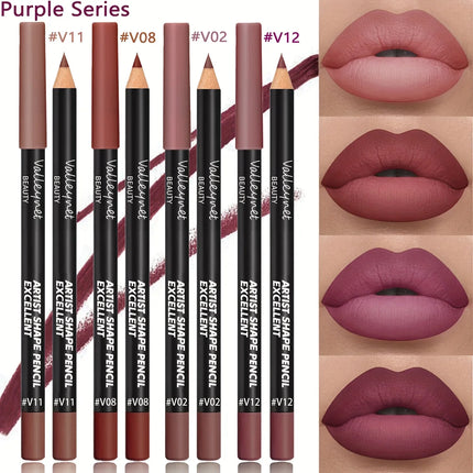 4pcs/set Matte Lipliner Pencil Set | Long-lasting, Waterproof, Brown, Purple, Pink Series, Suitable for All Skin Types