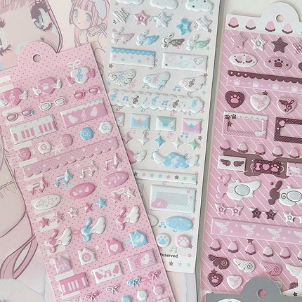 WAKAWAKA Cute Deco Stickers for Scrapbooking Keluli Moment Pink Wing Star Decorative Stickers Diy Phone Luggage Motorcycle
