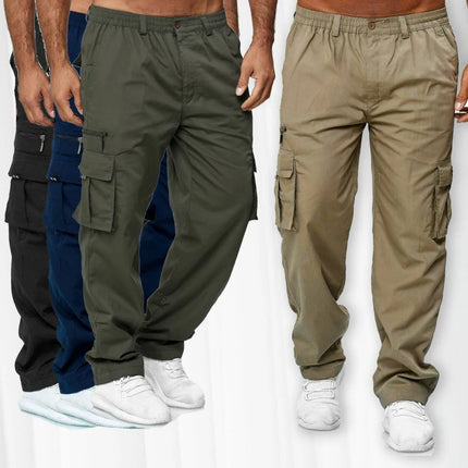 Men's Multi Pocket Casual Work Pants - Breathable Fabric | Machine Washable Regular Fit Soft Shell Pants | Outdoor Casual