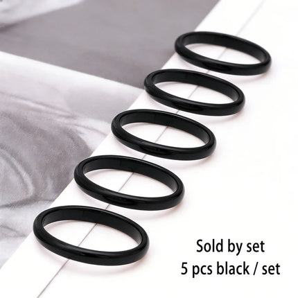 2mm Stainless Steel Thin Ring Rose Gold Black For Women Men Minimalist Jewelry Party Simple Fashion Gift Size 3 To 10