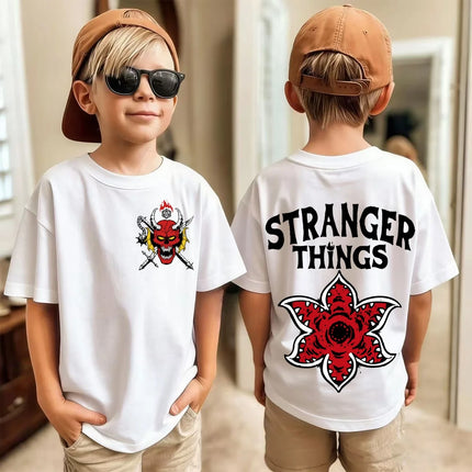 Trendsetting Stranger Things Prints for Summer Cheap Yet Chic O-neck Tees for Boys and Girls Soft Fashionable for Kids