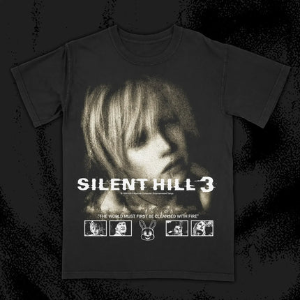 Classic Game T-shirt Silent Hill TEE Women Short Sleeves Street Casual Cotton Gift for Fans Short Sleeves Hip Hop Oversized Tops