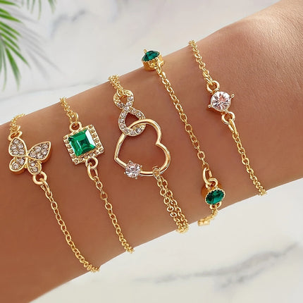 5-piece women's jewelry set, fashionable and casual bracelet set, suitable for daily wear and holiday gifts for friends
