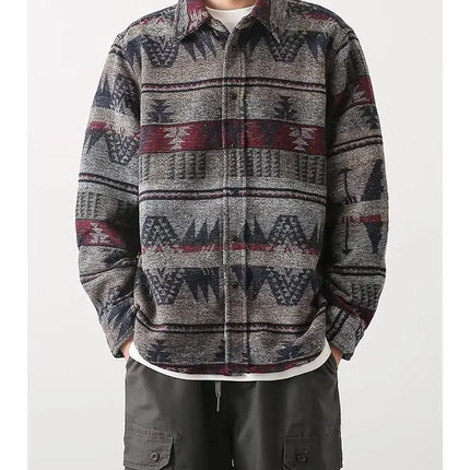 Trendy Men's Woolen Jacket Spring Autumn Casual Style Shirt Patchwork Design Sensibility Chinese National Fashion Overwear