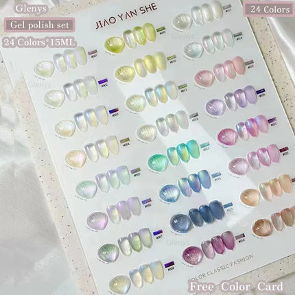 Glenys 24 color mermaid shell nail polish adhesive tape color card UV immersion gel nail salon nail art varnish