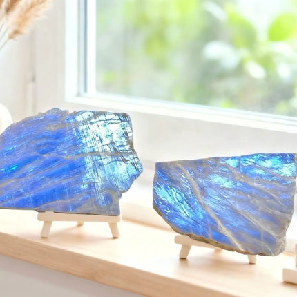 1PC Blue Moonstone Slice-Irregular Shape-Slicesunique Luster Texture Stone for Home Decor&Interior Decor,Elegant Decor Piece