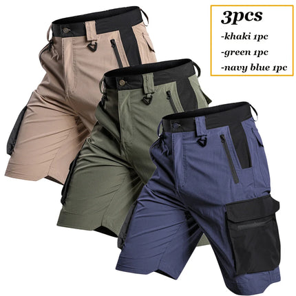 3-2-1Pcs Outdoor Training Work Shorts Men Multi-Pocket Tactical Cargo Pants Summer Thin Waterproof Quick Dry Climbing Shorts