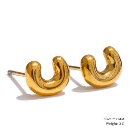 Yhpup 26 Initial Letter A-Z  Stainless Steel Gold Color Stud Earrings 18K PVD Waterproof Plated Daily Versatile Basic Jewelry