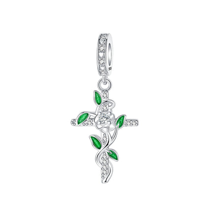 925 sterling silver wings Sister Cross pendant charms fit original 4mm Aperture bracelet charm beads necklace Diy female jewelry