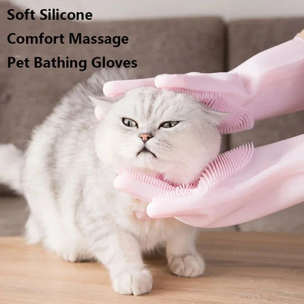 Multifunctional Silicone Pet Grooming Gloves Dog Cat Bathing Shampoo Scrubber Hair Removal Cleaning Gloves