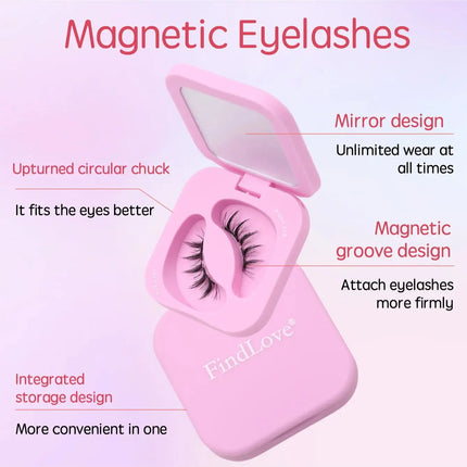 FindLove Soft Magnetic Lashes Reusable Magnetic Eyelash Extension Set With Wearing Clip Eyelash Styling Gel Natural Soft Lashes
