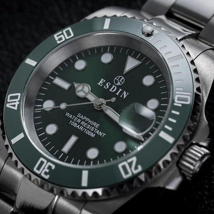 Sapphire Glass Men`s Watch Japan Quartz Movement Ceramics Bezel Stainless Steel Case 50M Waterproof Men Swimming Clock