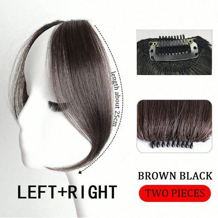 10Inch Middle Parted Synthetic French Bangs Hair Extension Left&Right Side Bangs With Seamless BB Clips Easy Clip In Fringe Hair