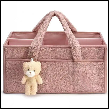 Large Capacity Plush Diaper Storage Bag Handheld Travel Essential Mommy Bag Baby Supplies