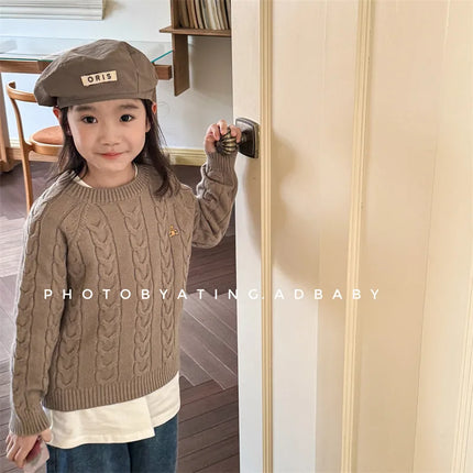 Baby Knitted Pullover Kids Thick Warm Sweater 2025 Autumn Winter New Children Sweater Boys Girls Long Sleeve Casual Knitwear
