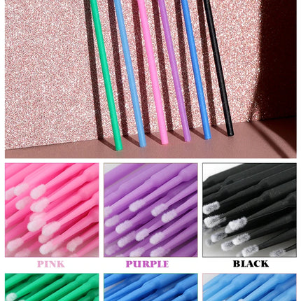 50/100PCS Disposable Eyelash Cleaning Brush Lip Brushes Micro Cotton Swab Eyelash Extension Individual Lash Removing Makeup Tool