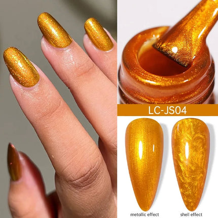 7ml Metallic Gel Nail Polish Red Chrome Effect Soak Off Varnish Semi-Permanent Nails Art Manicure Base Top Coat and Magnetic