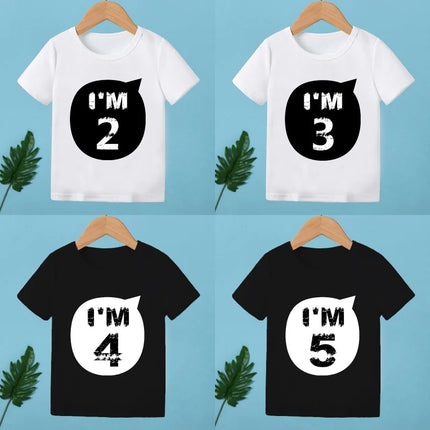 2025 Children Happy Birthday I'M 1 2 3 4 5 6 7 8 9 Years Number Print Funny T-shirts Boys & Girls Baby Tops Kids Summer T shirt