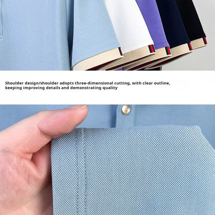 Summer Men's High Quality Cotton Polo Shirt Fashion Brand Design Teddy Bear Embroidery Golf Mulberry Silk Business T-shirt