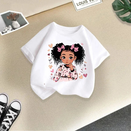 Children's Clothing, Short Sleeves for Girls, 2025 Summer New Girls' T-shirts, Pure Cotton Fashionable Printed Children's Top Trend