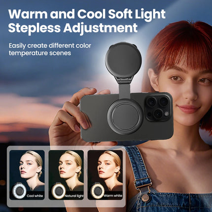 Mini Magnetic LED Selfie Fill Light Portable Folding Cool Warm Dual Color Mobile Phone Taking Photos Universal Pocket Fill Light