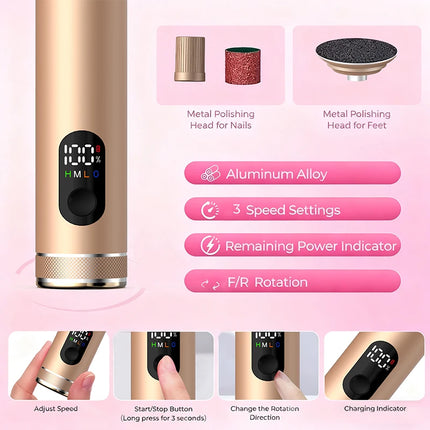 aluminum alloy 2-in-1 Foot and Hand Electric Care Tools, Electric Callus Remover, Electric Food Grinder with Gifts box