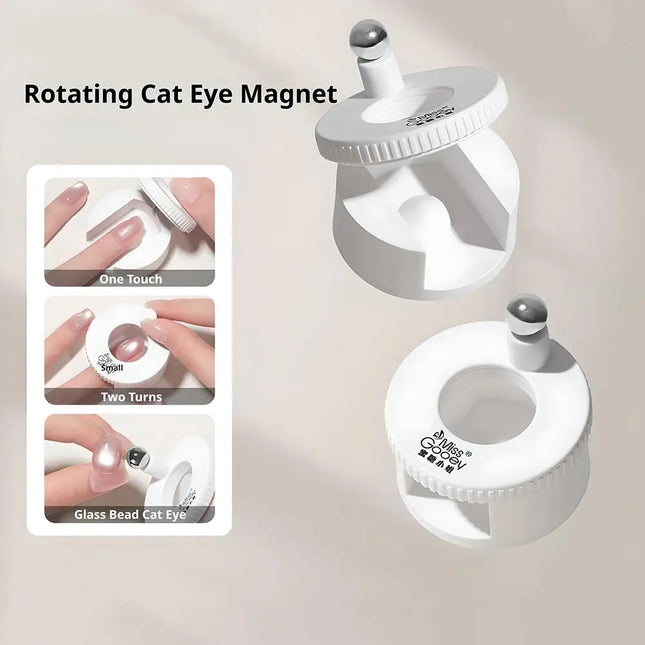 Rotating Cat Eye Nail Magnet Wide Light Glass Bead Effect Multifunctional Strong Automatic Nail Art Magnetic for Gel Nail Polish