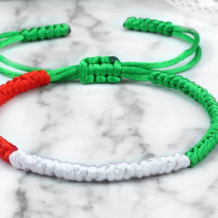 Handmade Countries Flag Color Bracelet Green White Red Rope Italy Mexico Ireland Bangles Adjustable Size Bracelets Couple Gift