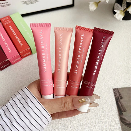 Summer Friday's Vanilla Beige Lip Balm Moisturizing Transparent Lipstick Set Smooth Soft Tube Mirror Lip Gloss Lip Makeup