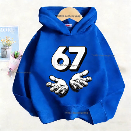 Autumn Children's Comfortable Hoodies 67 Six Seven Digit Print Kid Cute Fleece Sweatshirt Boys Girls Casual Fashion Sport Hooded