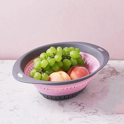Silicone Folding Washing Drain Basket Fruit Vegetable Washing Strainer Multi-use  Kitchen Storage Basket Collapsible Organzier