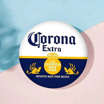 Corona Extra Beer Cartoon Brooches Anime Badge Round Handmade Brooch Lapel Pins Jewelry For Backpack Clothes Gifts