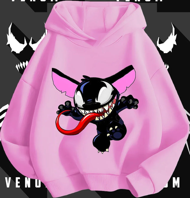 Cute Kawaii Venom Hoodie 3-14Y Boys Girls Autumn Winter Cartoon Street Hot Fashion Outdoor Casual Lovely