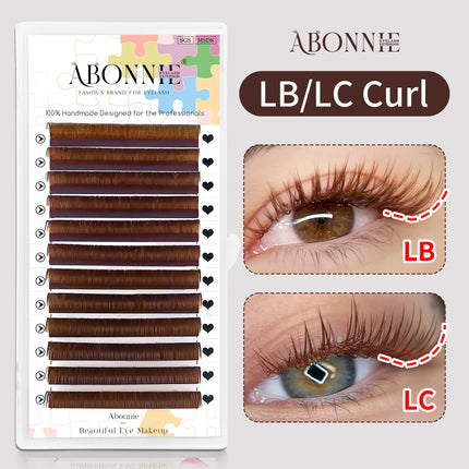 Abonnie LB LC Curl Brown False Eyelashes Faux Mink Soft Easy Fan Black Individual Lashes Light Classic Russian Volume Lashes