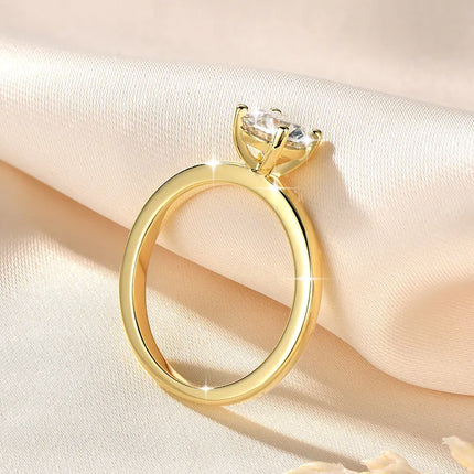 IOGOU Solitaire 1.0CT 6.5MM D Moissanite Diamond Rings 14K Gold Filled Classic Wedding Engagement Promise Ring for Women Jewelry