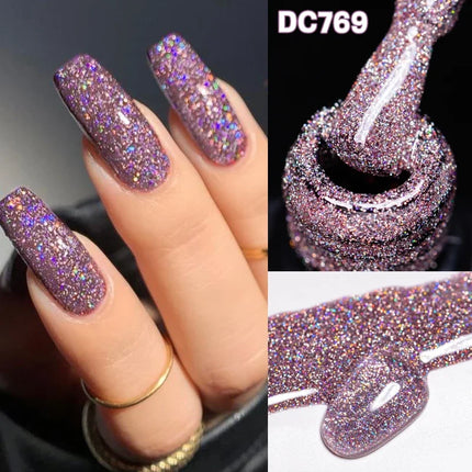 Red Reflective Glitter Gel Nail Polish Sparkling Glitter Flashy Semi-permanent Soak Off Nail Art UV Gel Varnish Nail Supplies