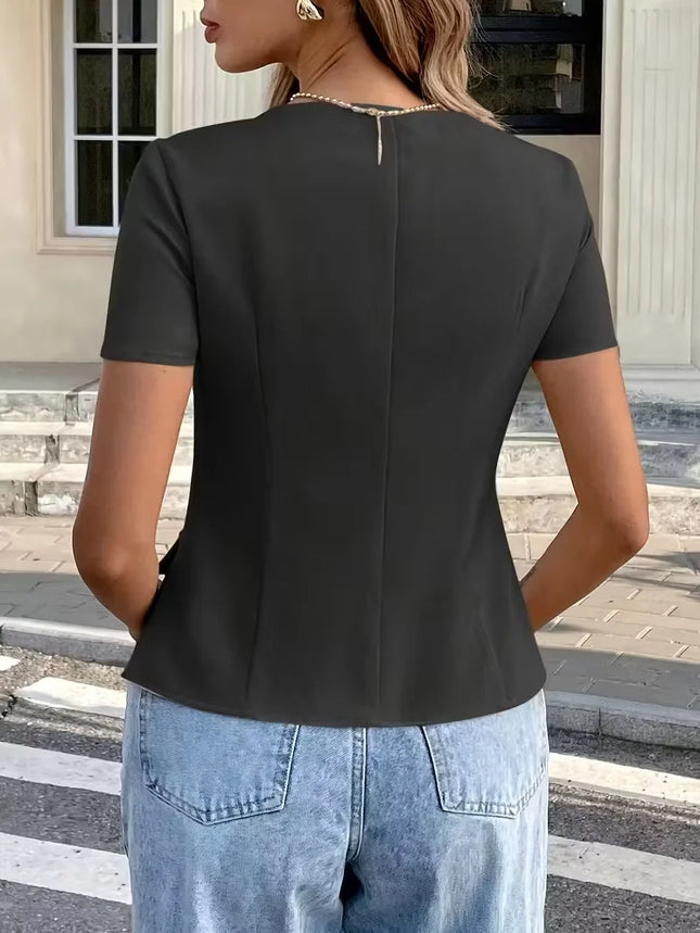 Women's Elegant Sleeveless Blouse - Chic Office to Party Tops, Structured Non-Stretchy Shirt Blouse for Women, Everyday & Formal