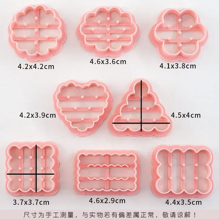 8pcs Cookie Molds Set Cookies Cutters Classic Retro Biscuit Mold Confectionery Biscuit Stamp Baking Party Pastry Baking Tools