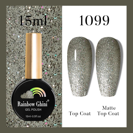 Rainbow Ghini 37Color Base Coat TPO/HEMA Free 15ml Fine Glitter Gel Polish For Manicure Nails Semipermanent Art Nail Supplies
