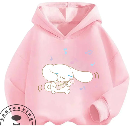 Street Fashion Cinnamoroll Hooded Sweatshirt Boys Girls 3-14Y Autumn Winter Cute Kawaii Cartoon Hot Outdoor Casual Lovely