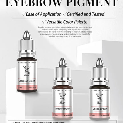 YDPMU REACH Certified Hybrid Eyebrows Pigment Set 12ml for Semi Permanent Makeup Microblading Ink Professional Tattoo Supplies