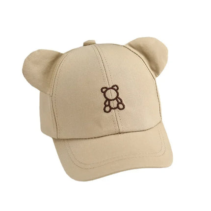 Cartoon Bear Embroidery Kids Baseball Cap Soft Brim Sun Hat for Boys Girls 2-8Y Unisex Children's Fashion Adjustable Buckle‌ ‌