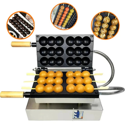 Waffle Maker Electric Skewers Waffle Machine Commercial Ball Shape Waffle Iron Pastry Cake Baking Machine