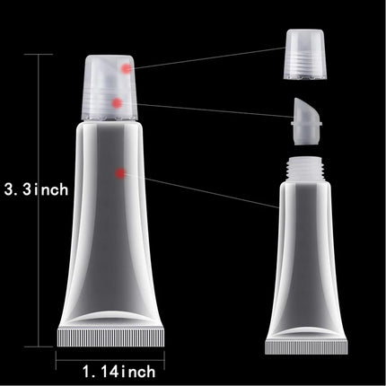 50pcs 10ml Empty Lip Gloss Tubes Clear Soft Lip Gloss Container Refillable Lipgloss Tubes for DIY Cosmetic Makeup Plastic Bottle