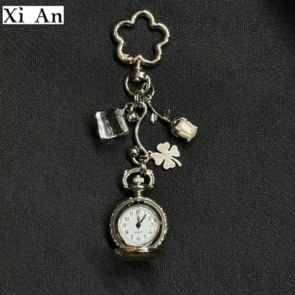 Original Hollow Heart Pocket Watch Chain Keychain Design Steampunk Clock Vintage Necklace Pendant Jewelry Watch Men Women Gift