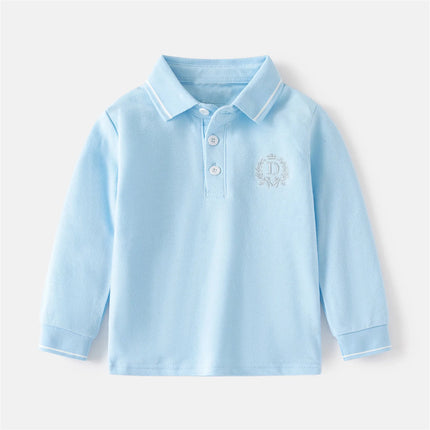 2 3 4 5 6 Years Boys POLO Shirts Spring Long Sleeve Kids Clothes Toddler Boy Turn Down Collar School Shirt Children's Clothing