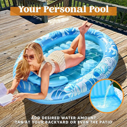 Inflatable Tanning Pool Lounger Float 70" x 50" Pool Floats Adult with Pillow Floatiefor Water Blow Up Kids Ball Pit Party Gifts
