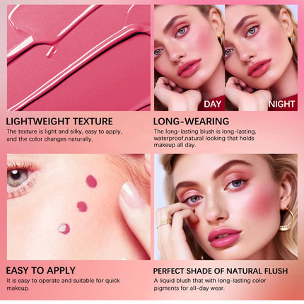 Beauty Liquid Blush Lipstick Blush Eyes Cheek Blusher Waterproof Mositure Face Contour Shadow Liquid Lip Gloss Plump Makeup