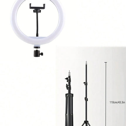 110cm tripod stand+O-clip, equipped with 10 inch live streaming ring fill light and selfie live streaming artifact